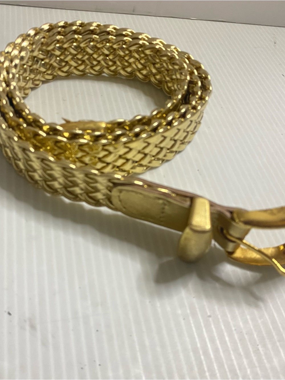 Gold Braided Woven Women's Belt - Elegant Metallic Accessory